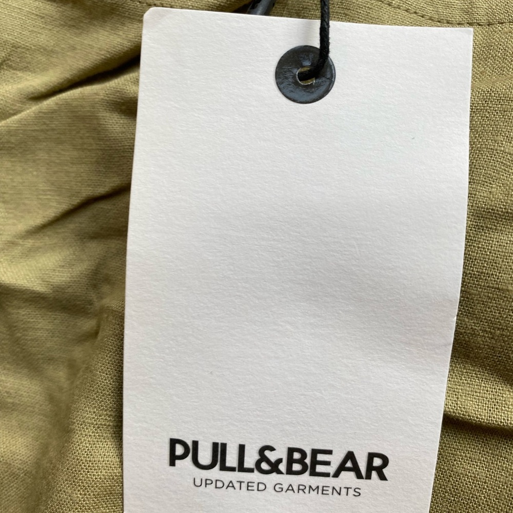 L/8 - 🇪🇸Women’s tie back linen crop top in khaki - Pull&Bear - New - Picture 6 of 8